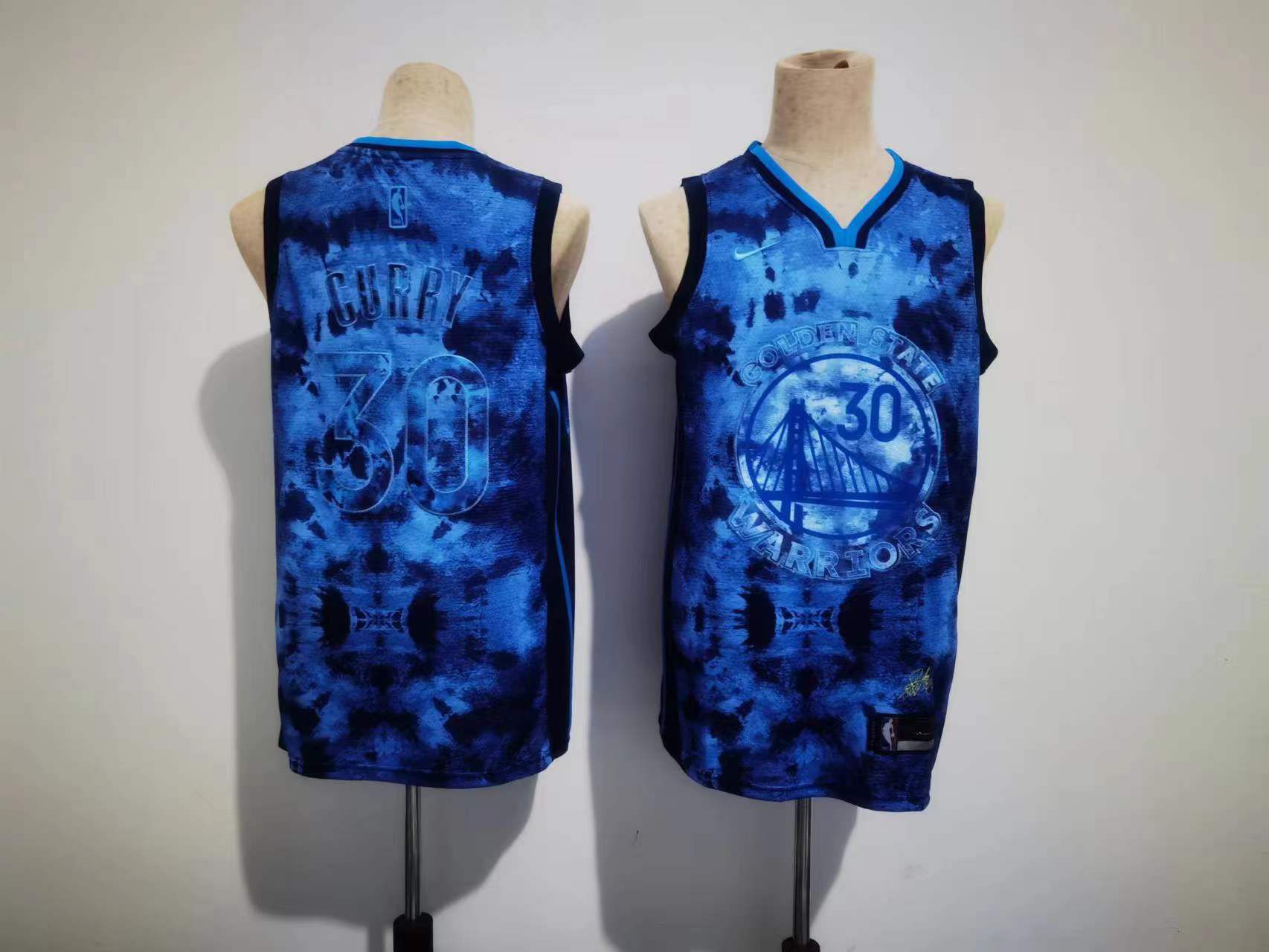 Men Golden State Warriors #30 Curry Blue Nike Selected Edition NBA Jersey->milwaukee bucks->NBA Jersey